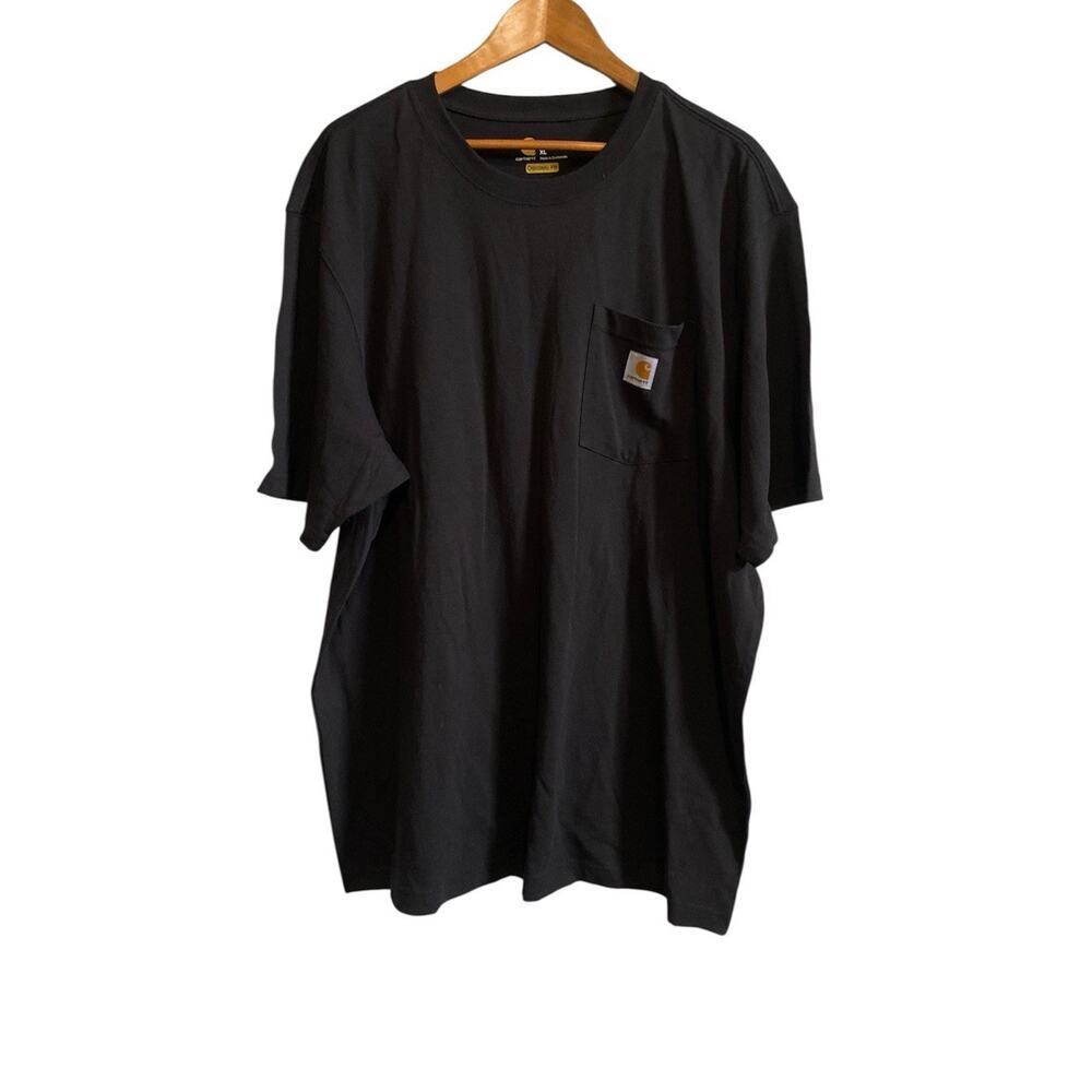 Carhartt Mens Original Fit Short Sleeve Black Cotton T-Shirt XL Chest Pocket